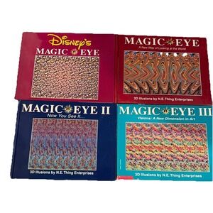 Lot of 4 Magic Eye 1,2,3, Disney & Gallery Hardcover Softcover Books Vintage 3D